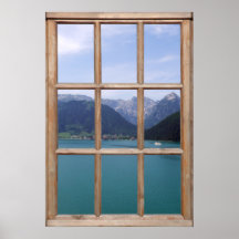 Alpine See-Ansicht von einem Fenster Plakatdrucke