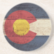 Alte hölzerne Colorado-Flagge Bierdeckel