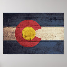 Alte hölzerne Colorado-Flagge Plakate