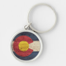 Alte hölzerne Colorado-Flagge Schlüsselbänder