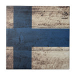 Alte hölzerne Finnland-Flagge Keramikfliesen