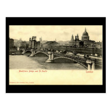 Alte London-Postkarte - Blackfriars Brücke