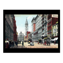 Alte Postkarte, Markt-St., Philadelphia, im Jahre 
