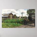 Alte rote Scheune ein rostiger LKW Plakat