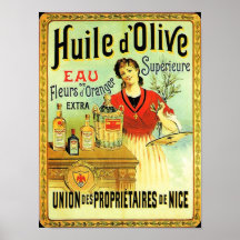 Alte Weltolivenöl-Vintages Kochen Poster