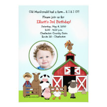 Altes MacDonald EIEIO Bauernhofbarnyard-Geburtstag Einladungen