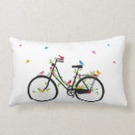 Altes Vintages Fahrrad mit Blumen und Vögeln Kissen