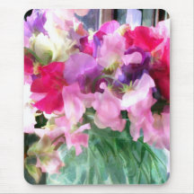Altmodisches Sweetpeas in einem Glas Mousepads