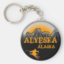 Alyeska Alaska orange Skifahrer keychain Schlüsselbänder