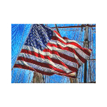 Amerikanische Flagge, die in Wind-Kunst wellenarti Leinwanddruck