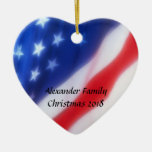 Amerikanische Flaggen-Herz-personalisierte Verzier Weihnachtsbaum Ornamente