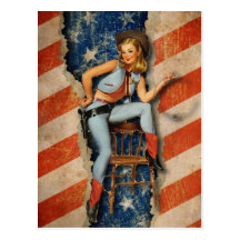 Amerikanische Flaggepatriotisches freches PinUp-Co Postkarten