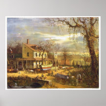 Amerikanische Landschaft das Gasthaus auf dem Stra Poster