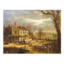 Amerikanische Landschaft das Gasthaus auf dem Stra Postkarte