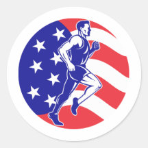 Amerikanischer Marathonläufer spielt Streifen die  Sticker