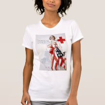 Amerikanisches rotes Kreuz-Vintages Weltkrieg-Plak Tshirt