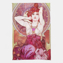 Amethyst-Geschirrtuch Alphonse Mucha Handtuch