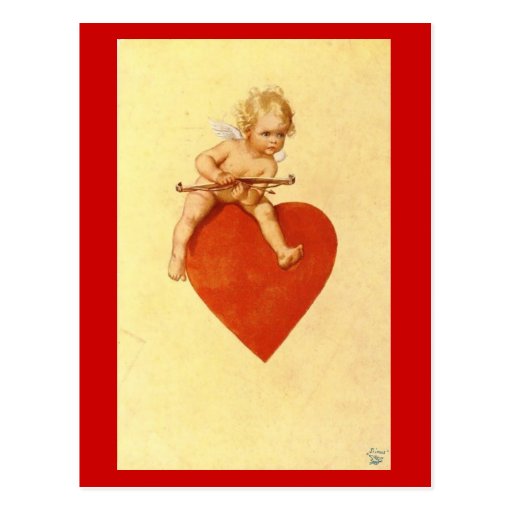 Amor auf einem Herzen - Postkarte