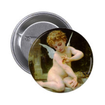 Amor und Schmetterling durch Bouguereau Anstecknadelbuttons