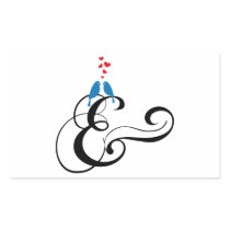 ampersand sign with birds and red hearts aufkleber