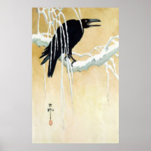 Amsel im Schnee, Ikeda Koson Plakate