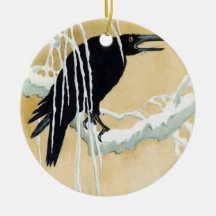 Amsel im Schnee, Ikeda Koson Weihnachtsornament