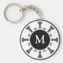 Anfangsbuchstabe-Monogrammschlüsselkette: : Schwar Schlüsselband