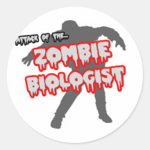 Angriff des Zombie-Biologen Runde Sticker