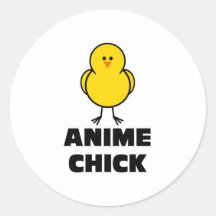 Anime-Küken Runder Aufkleber