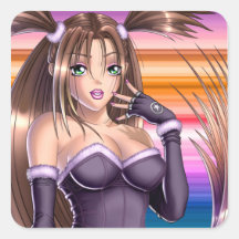 Anime-Mädchen - Nikki Quadrataufkleber