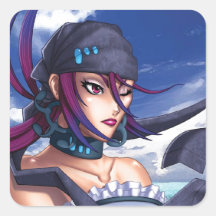 Anime-Piraten-Öffnung Quadrataufkleber