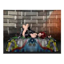 AnimeRedhead, der an der Goth Stadt-Postkarte stil