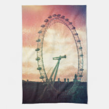 Anitiqued London Auge am Sonnenaufgang Küchenhandtücher