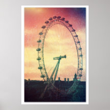 Anitiqued London Auge am Sonnenaufgang Plakatdrucke