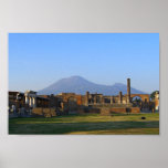 Ansicht von Vesuv über den Ruinen von Pompeji Plakatdruck