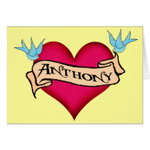 Anthony - kundenspezifische Herz-Tätowierungs-T-Sh Grußkarten
