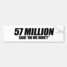 Anti-Obama - 57 Million sagten nein Autoaufkleber
