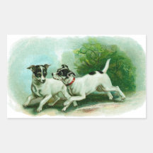 Antike Foxterrier-Illustration Rechteckige Sticker