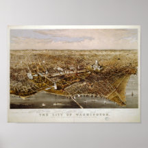 Antike panoramische Karte des Washington DC-1880 Plakatdruck