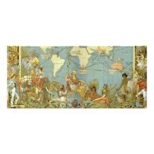Antike Weltkarte, Britisches Imperium, 1886 Individuelle Werbekarte