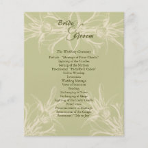 Antikes olivgrünes Blumenhochzeits-Programm Individuelle Flyer