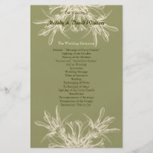 Antikes olivgrünes Blumenhochzeits-Programm Vollfarbige Flyer