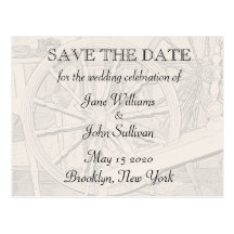 Antikes spinnendes Rad, das Save the Date Wedding  Postkarten