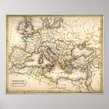 Antquie Karte des alten römischen Reiches Posterdruck