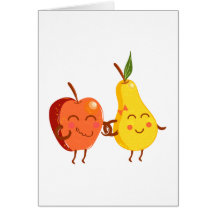 Apfel Birne apple pear Grußkarten
