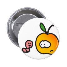 Apfel mit Wurm Anstecknadelbuttons