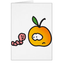 Apfel mit Wurm Grußkarte