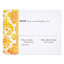 Aprikosen-Vintages Damast-Spitze-Hochzeit UAWG Individuelle Ankündigskarten