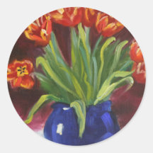 "April-Tulpen " Runder Aufkleber
