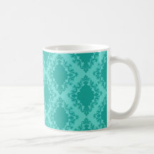 Aqua-Diamantdamast mit zwei Tönen blauer Tassen